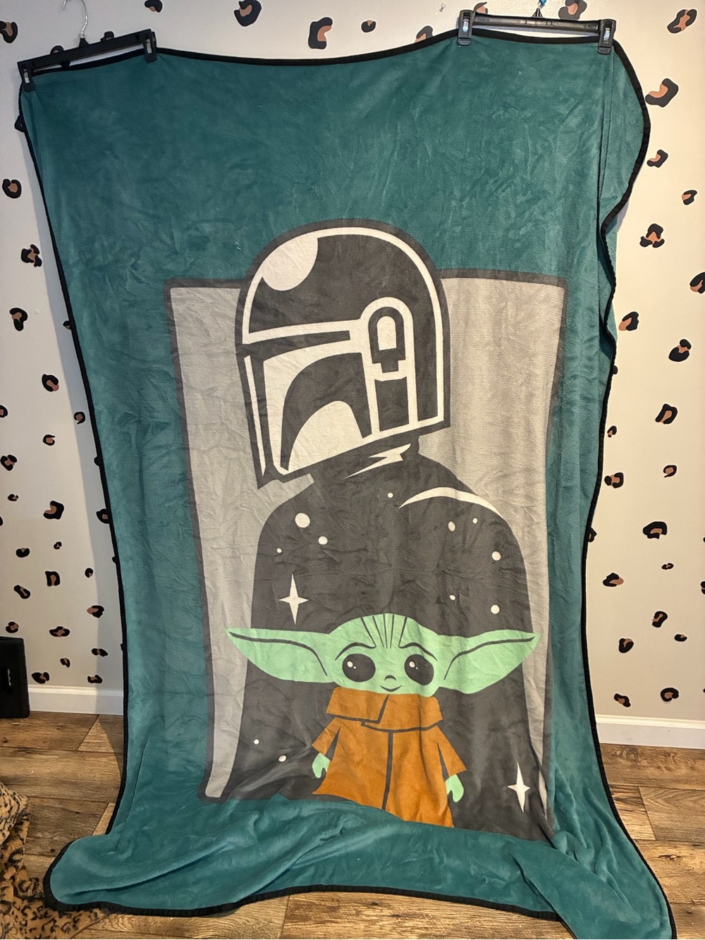 Star Wars Teal, Green & Orange Grogu Plush Throw Blanket